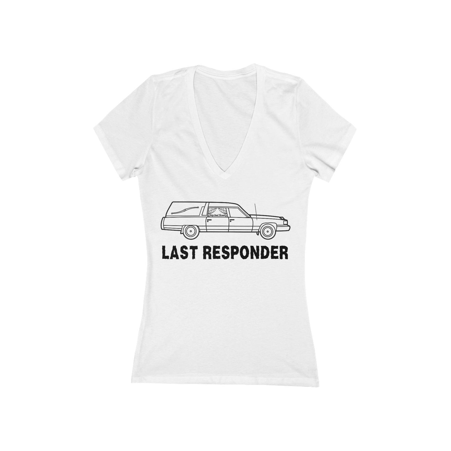 Last Responder Iconic - Deep V Neck Tee - coach, embalmber, funeral, funeral director, hearse, last responder, mortician, undertaker V-neck