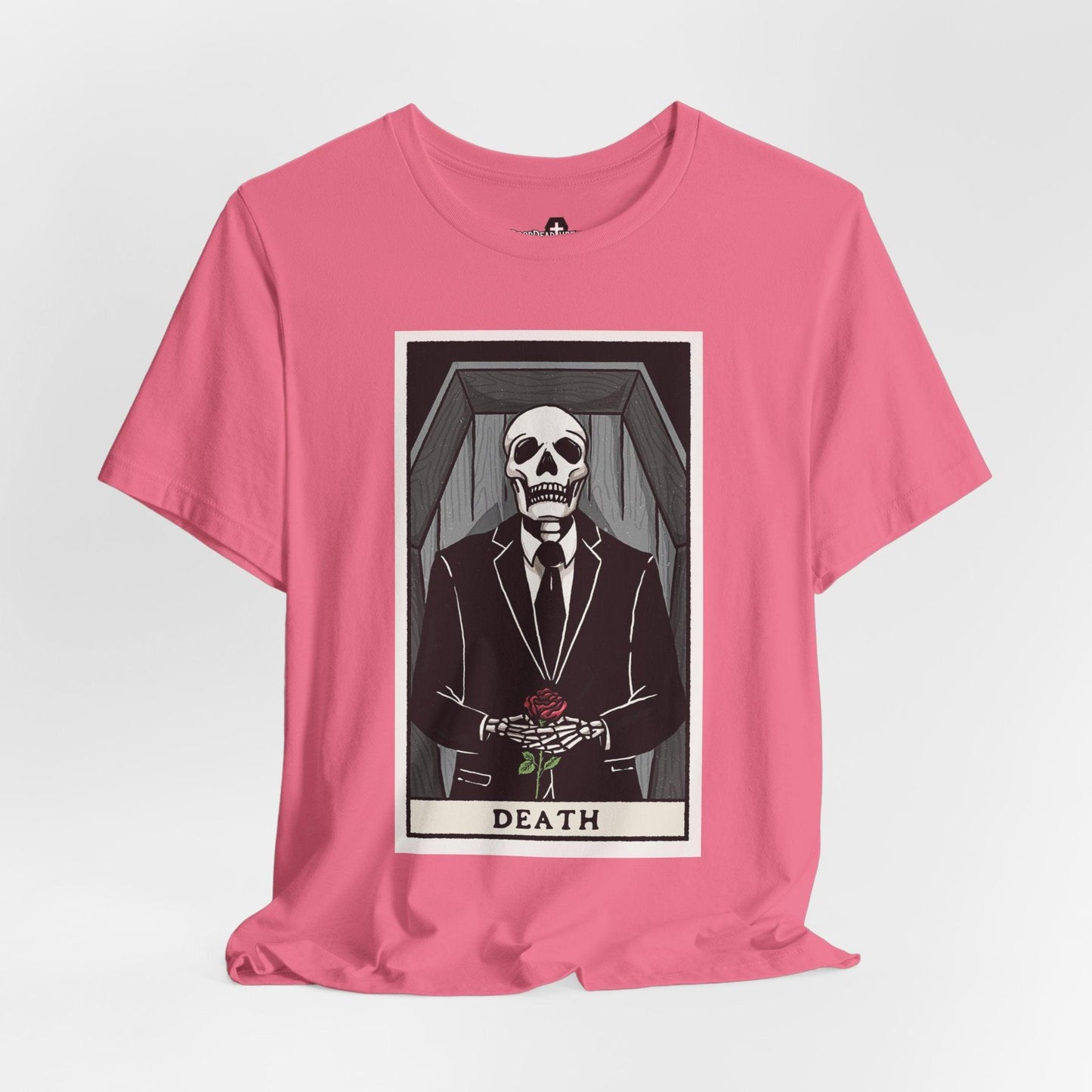 Death Tarot Card - Tee - casket, cemetery, coffin, embalmer, embalming, funeral director, goth, Mortician, mortuary science, rose, tarot card T-Shirt