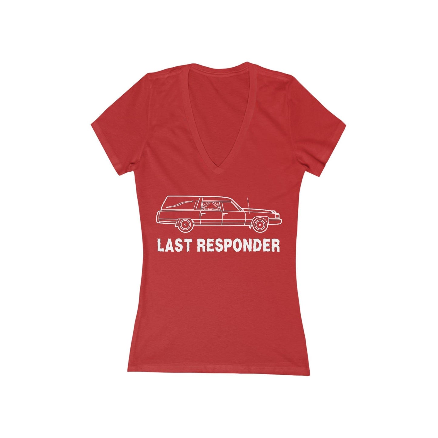 Last Responder Iconic - Deep V Neck Tee - coach, embalmber, funeral, funeral director, hearse, last responder, mortician, undertaker V-neck