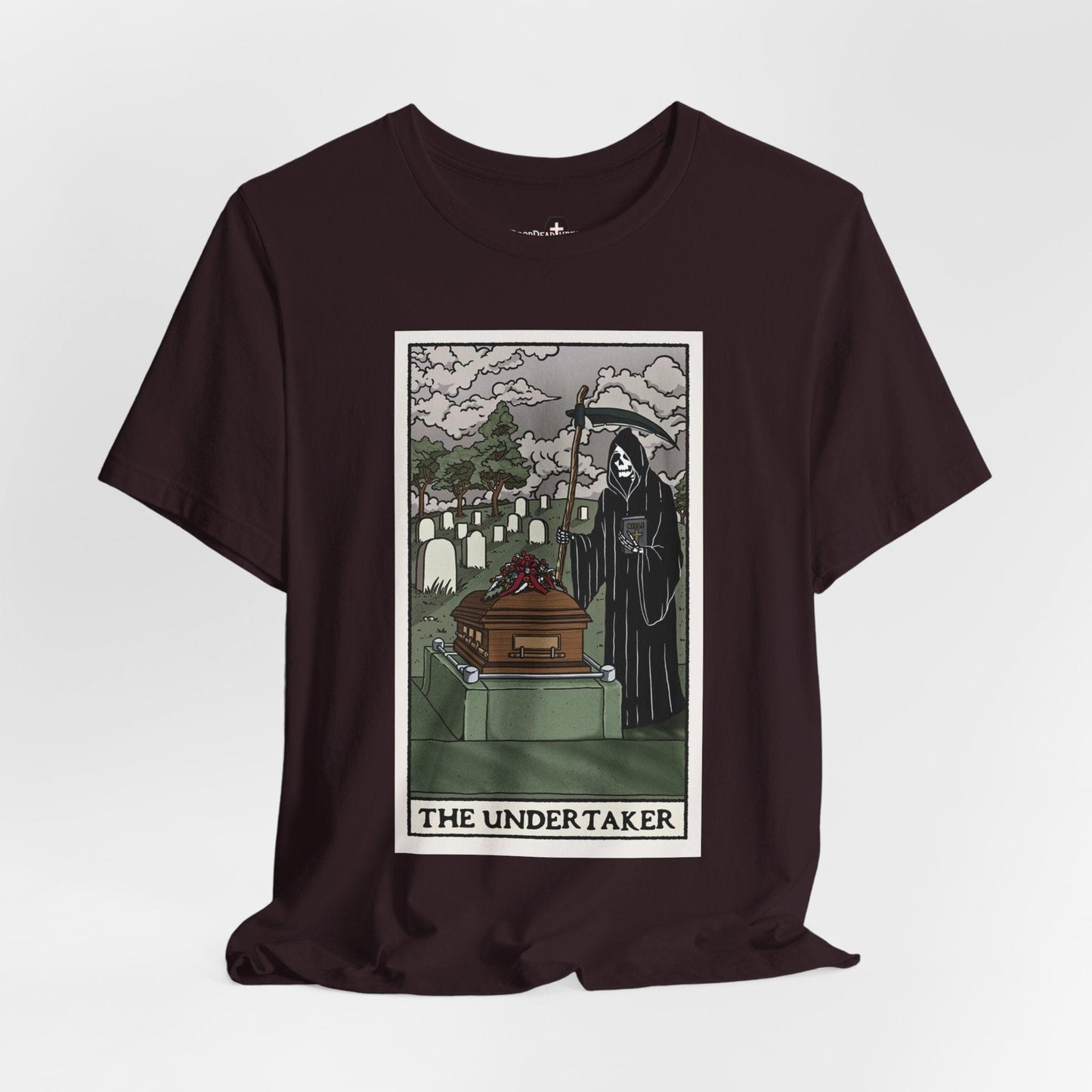 The Undertaker Tarot Card - Tee - burial, cemetery, embalmer, embalming, formaldehyde, funeral director, goth, grave, Mortician, mortuary science, tarot card T-Shirt