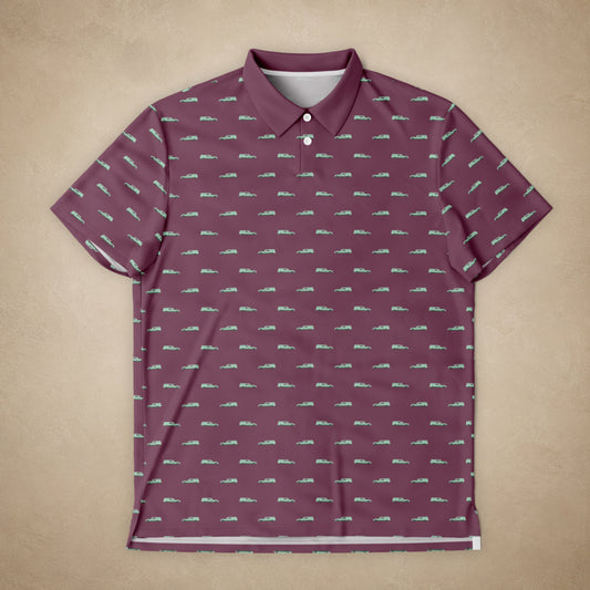 Seafoam Green Hearse on Deep Burgundy