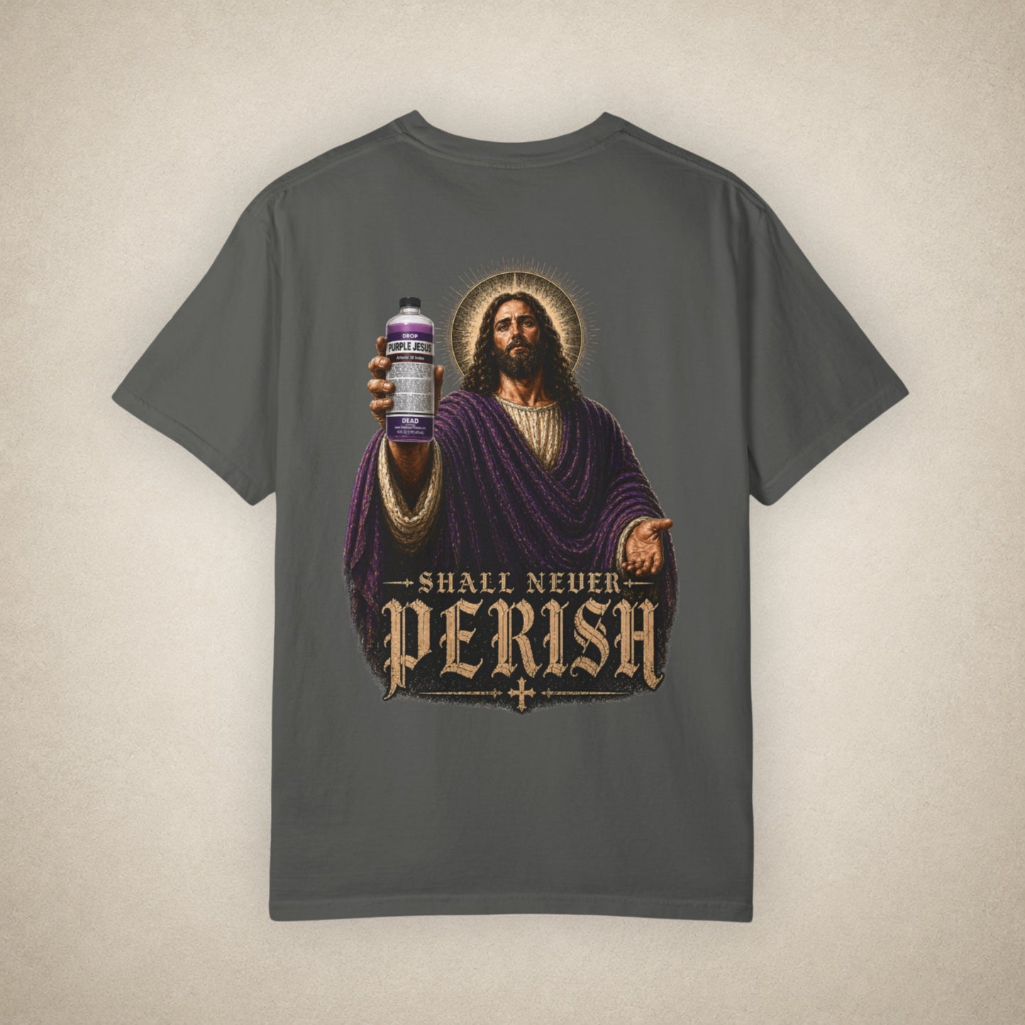 Shall Never Perish (Purple Jesus) - Tee
