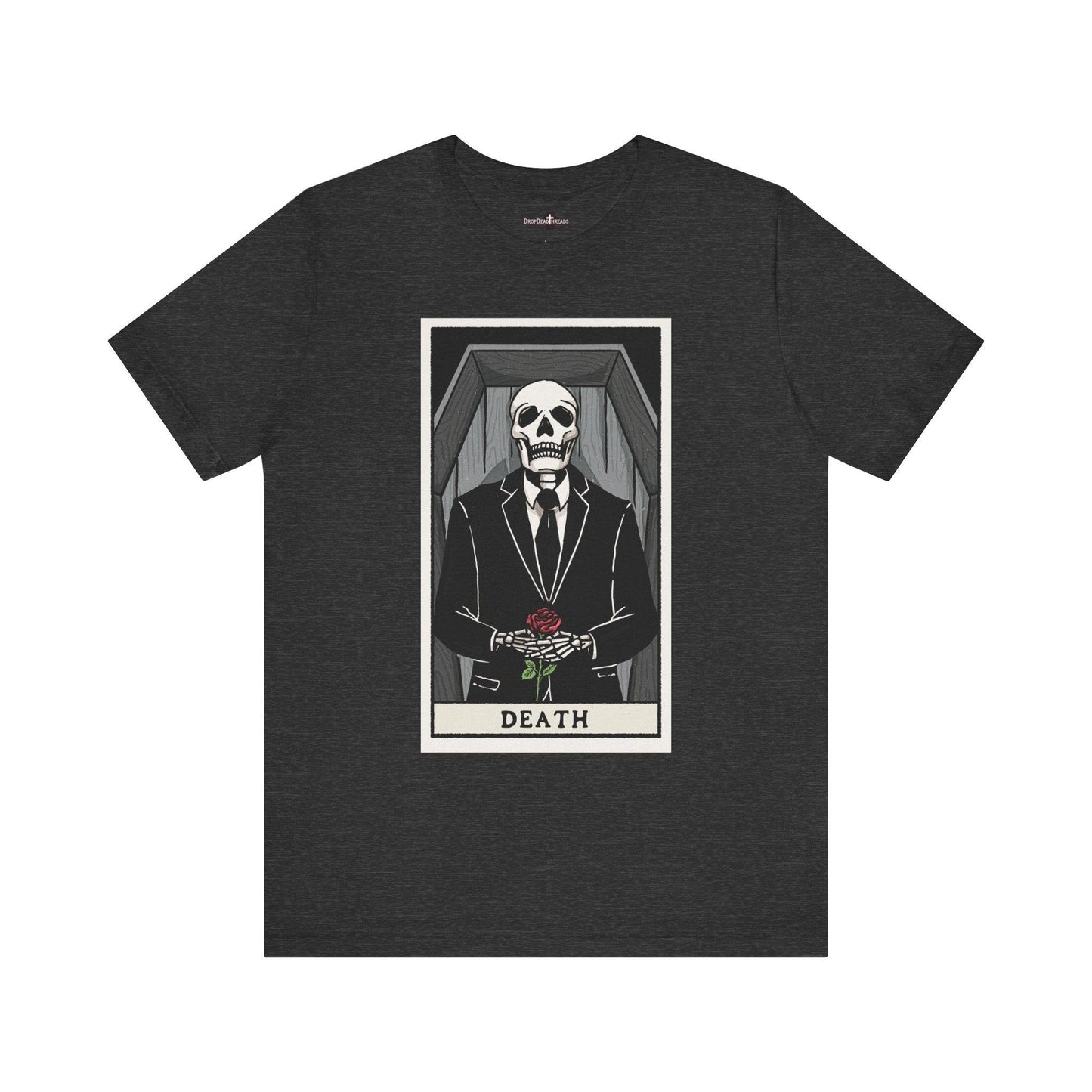 Death Tarot Card - Tee - casket, cemetery, coffin, embalmer, embalming, funeral director, goth, Mortician, mortuary science, rose, tarot card T-Shirt