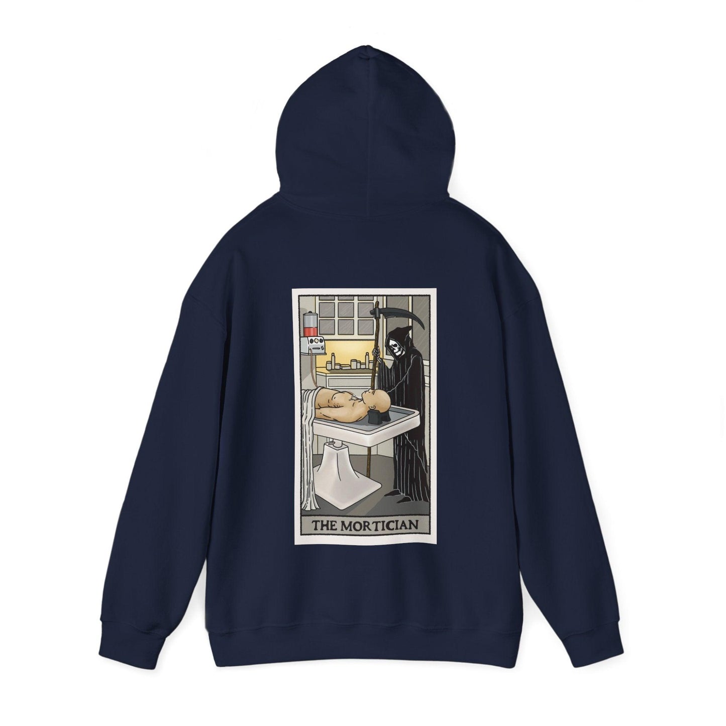 Mortician Tarot Card - Hoodie - embalmer, funeral, funeral director, grim reaper, mortician, mortuary science, skull, tarot, undertaker Hoodie