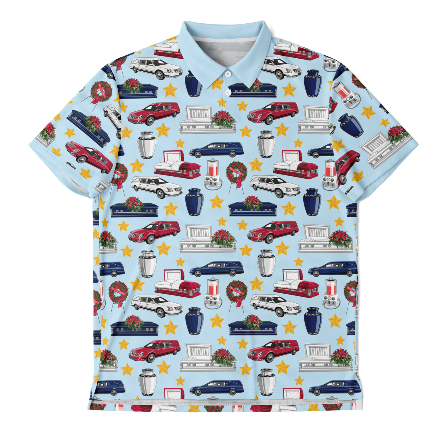 Red, White, and Viewed on Light Blue - Golf Polo Shirt