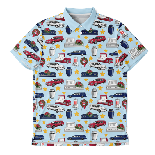 Red, White, and Viewed on Light Blue - Golf Polo Shirt