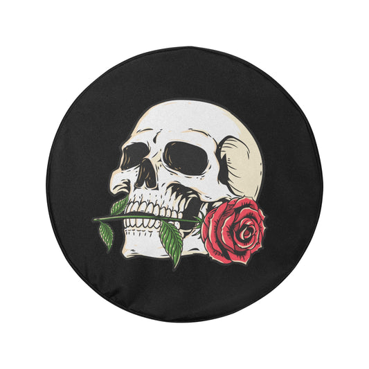 Skull with Rose - Spare Tire Cover