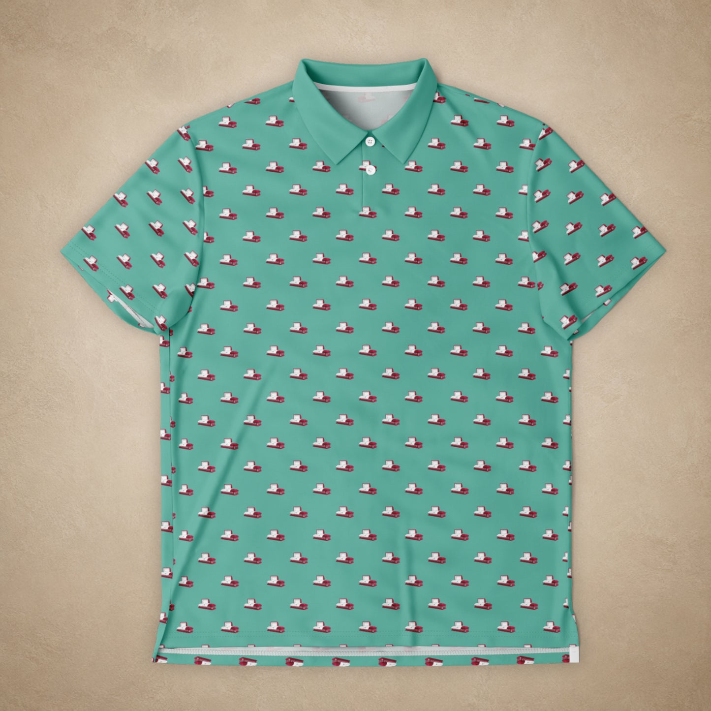 Red Casket on Dusty Teal