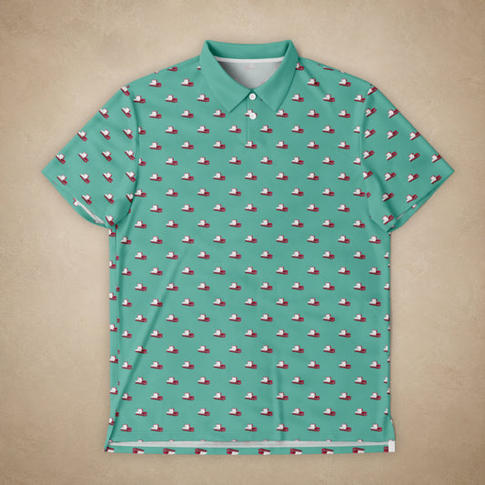 Red Casket on Dusty Teal