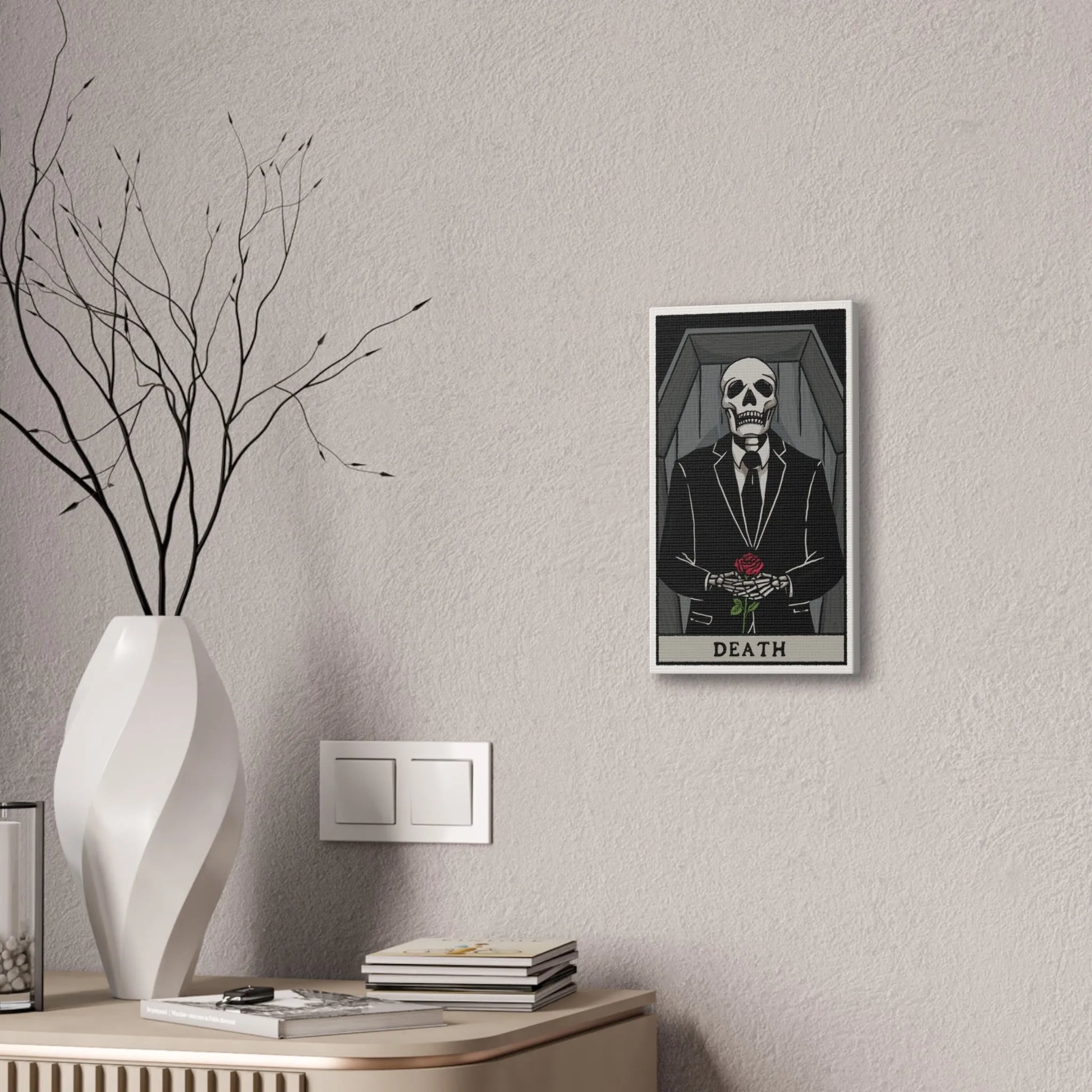 "Death" Tarot Card Canvas Art | Dark Humor Wall Decor | Unique Gothic Home Accent - Alternative Artwork,Dark Humor Print,Death Themed Gift,Eerie Art Piece,Funny Home Decor,Gothic Wall Art,Grim Reaper Art,Halloween Wall Art,Macabre Design,Mortician Decor,Spooky Living Room,Unique Canvas Art,Unusual Wall Decor Canvas