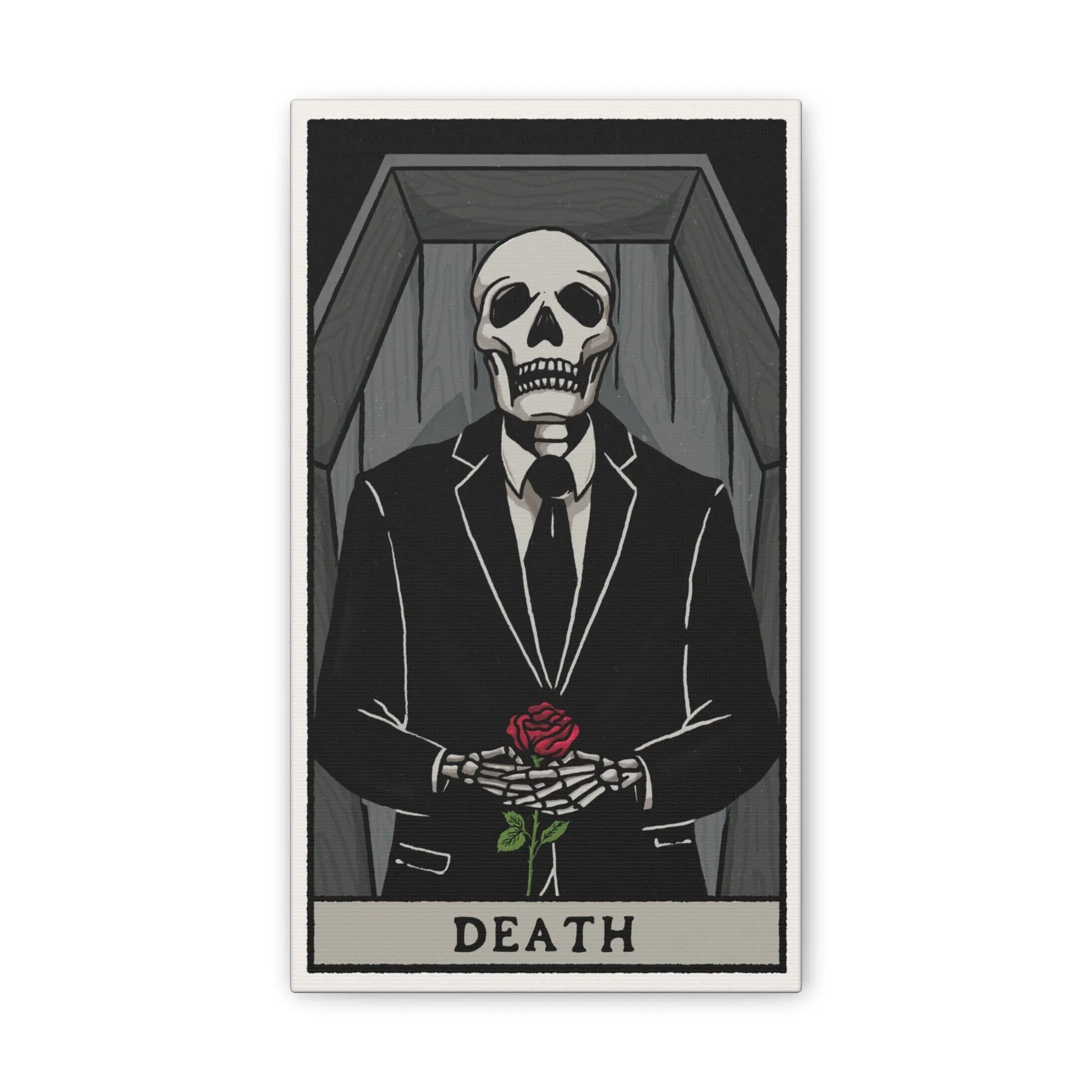 "Death" Tarot Card Canvas Art | Dark Humor Wall Decor | Unique Gothic Home Accent - Alternative Artwork,Dark Humor Print,Death Themed Gift,Eerie Art Piece,Funny Home Decor,Gothic Wall Art,Grim Reaper Art,Halloween Wall Art,Macabre Design,Mortician Decor,Spooky Living Room,Unique Canvas Art,Unusual Wall Decor Canvas