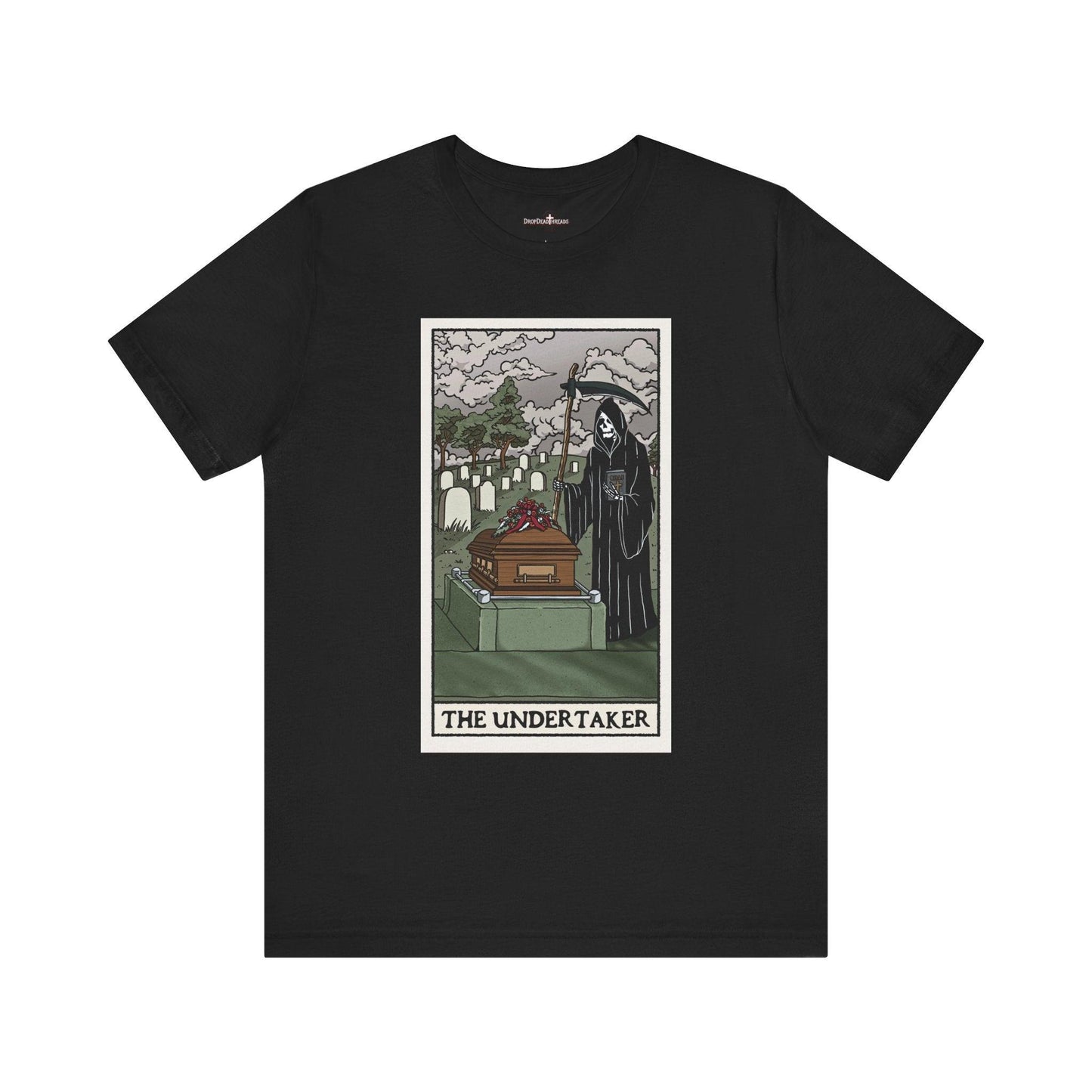 The Undertaker Tarot Card - Tee - burial, cemetery, embalmer, embalming, formaldehyde, funeral director, goth, grave, Mortician, mortuary science, tarot card T-Shirt