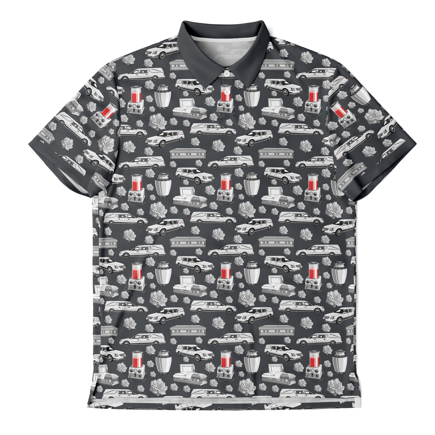 FUNeral Whiteout on Steel Grey - Golf Polo Shirt