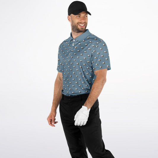 Coffee Casket on Steel Blue - Golf Polo Shirt