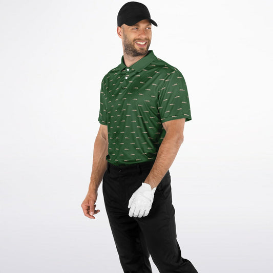 Tan Hearse on Hunter Green - Golf Polo Shirt