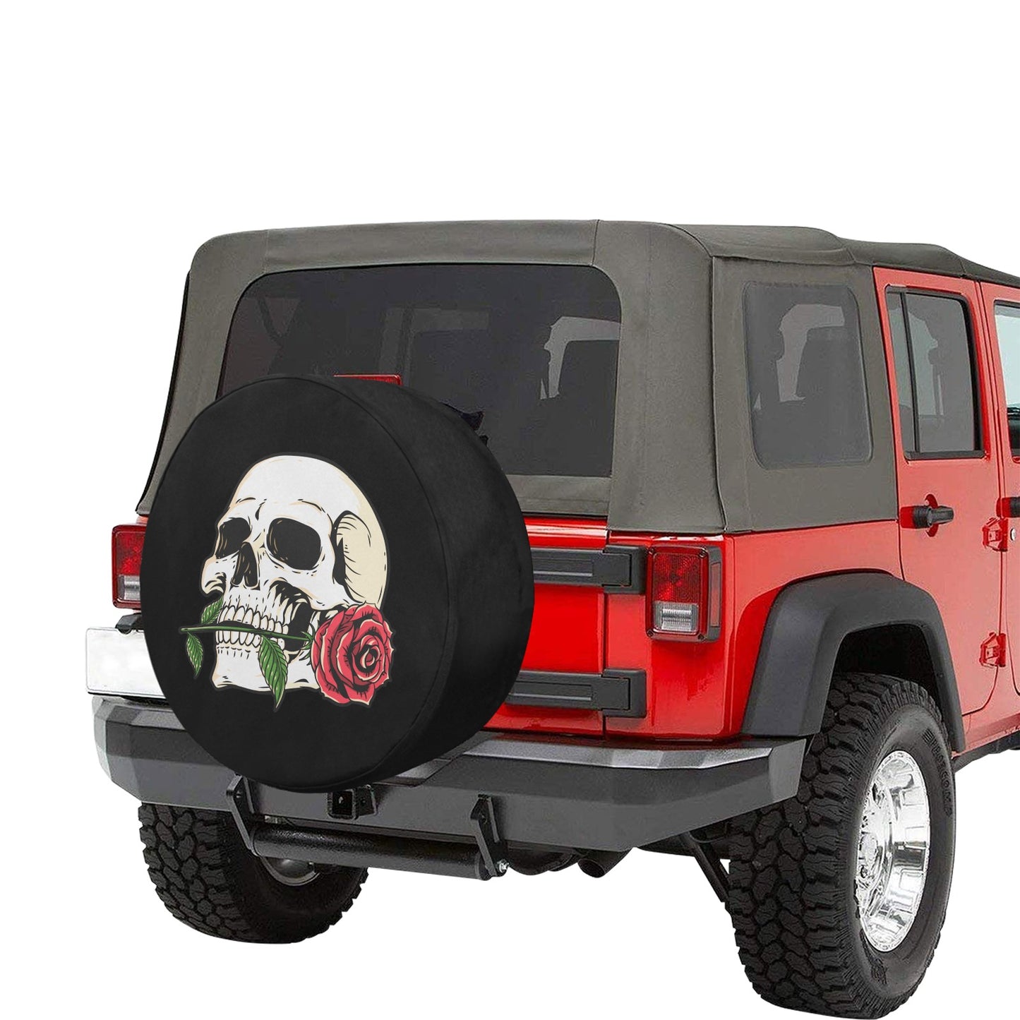 Skull with Rose - Spare Tire Cover