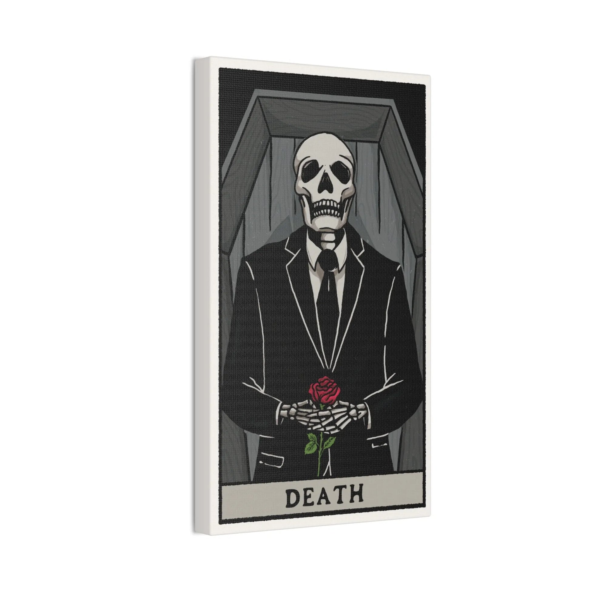 "Death" Tarot Card Canvas Art | Dark Humor Wall Decor | Unique Gothic Home Accent - Alternative Artwork,Dark Humor Print,Death Themed Gift,Eerie Art Piece,Funny Home Decor,Gothic Wall Art,Grim Reaper Art,Halloween Wall Art,Macabre Design,Mortician Decor,Spooky Living Room,Unique Canvas Art,Unusual Wall Decor Canvas