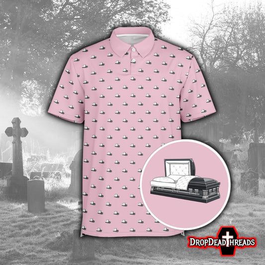 Dark Grey Casket on Cameo Pink - Golf Polo Shirt