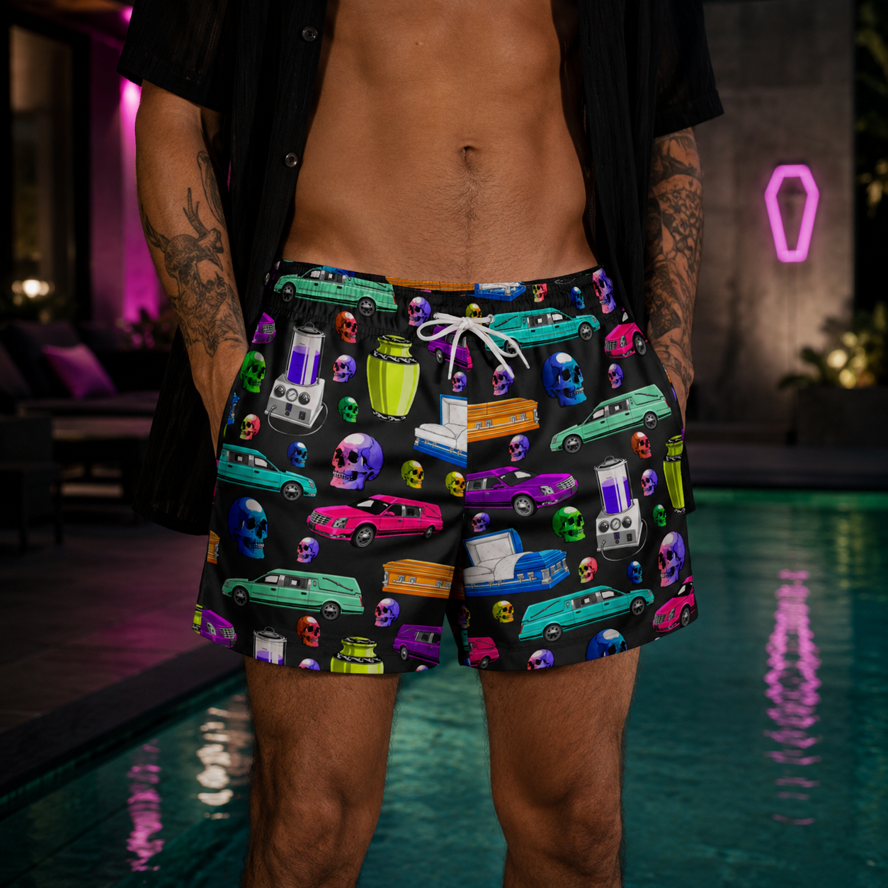 Death of the Party on Charcoal - Swim Trunks