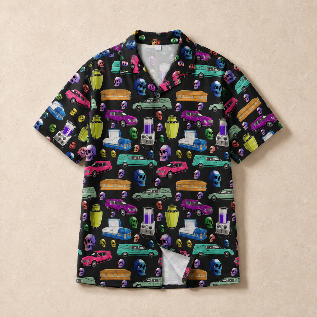 Death of the party on Washed Black - Hawaiian Shirt