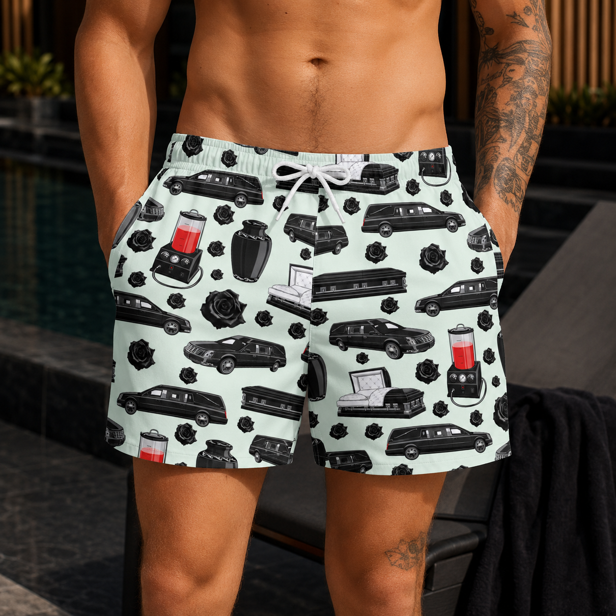 FUNeral Blackout on Honeydew - Swim Trunks