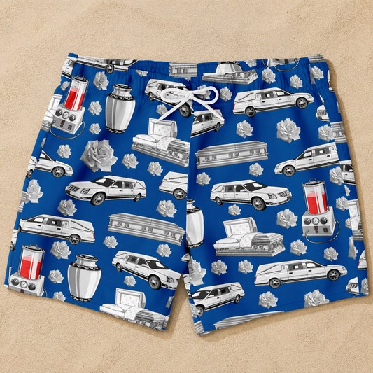 FUNeral Whiteout on Congress Blue - Swim Trunks
