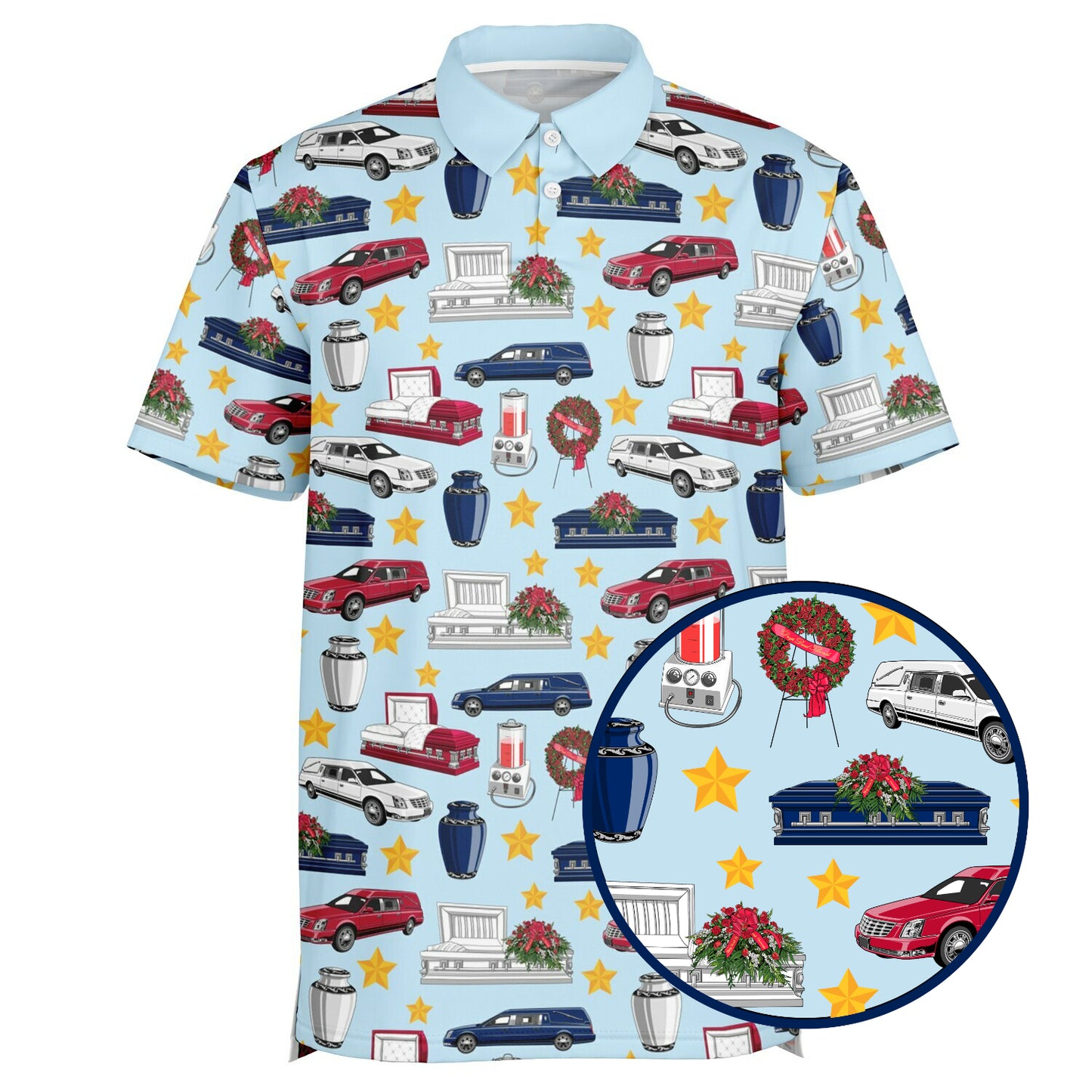 FUNeral Americana on Light Blue - Golf Polo Shirt