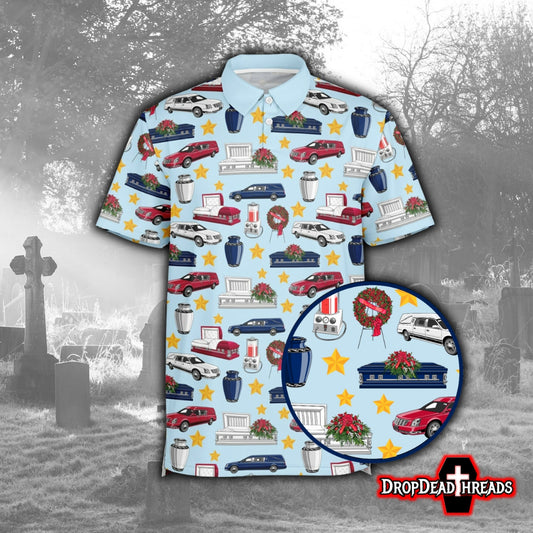 FUNeral Americana on Light Blue - Golf Polo Shirt
