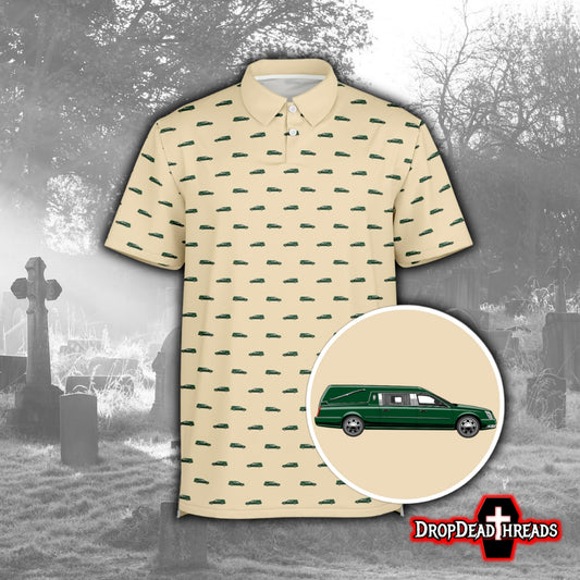 Hunter Green Hearse on Wheat - Golf Polo Shirt