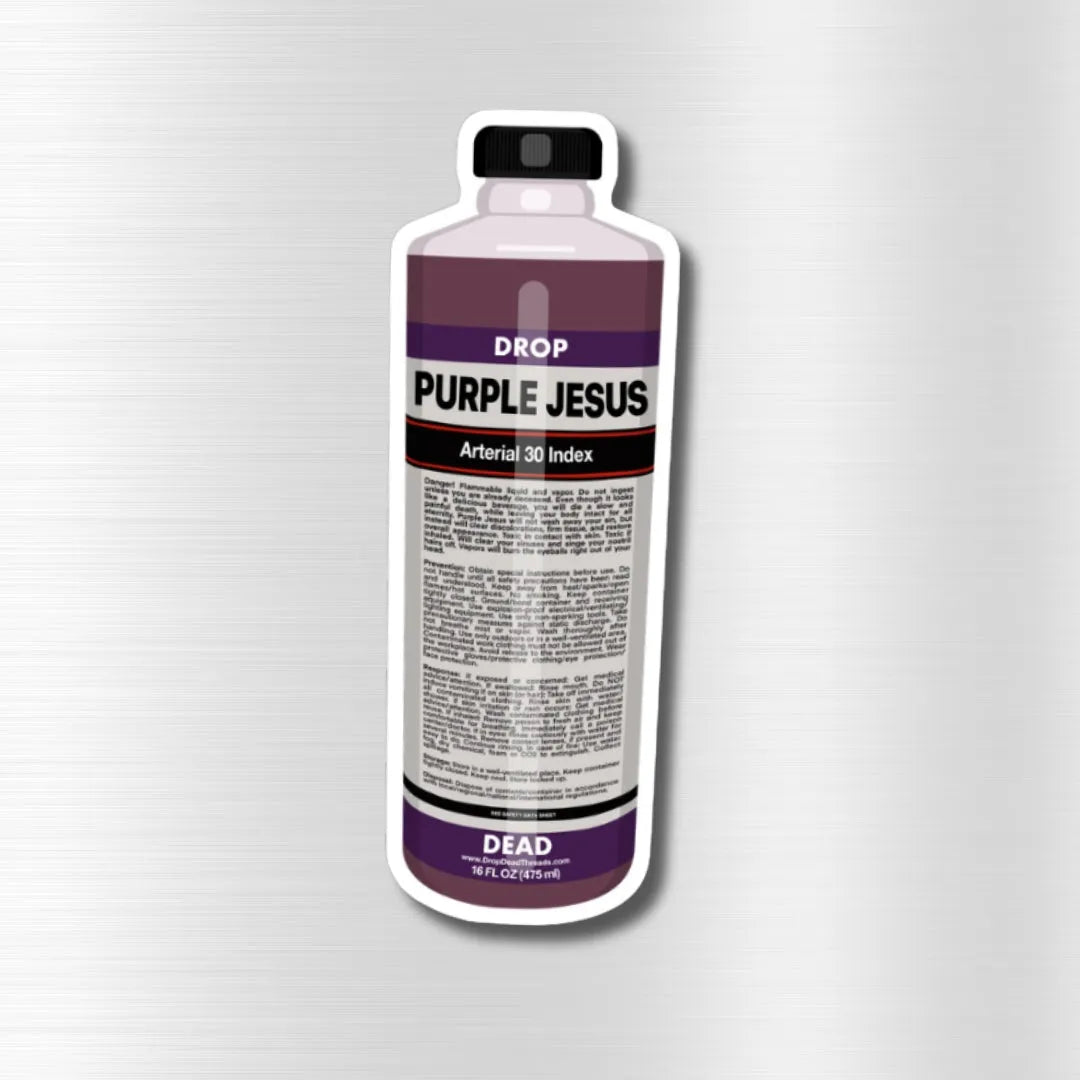 Dorp Dead Thread Purple Jesus Vinyl Sticker – Drop Dead Threads