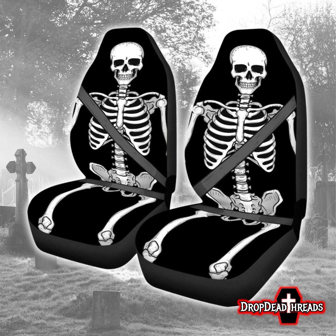 Safe Skeletons - Universal Car Seat Covers - automotive, goth, skeleton, skulls car seat cover