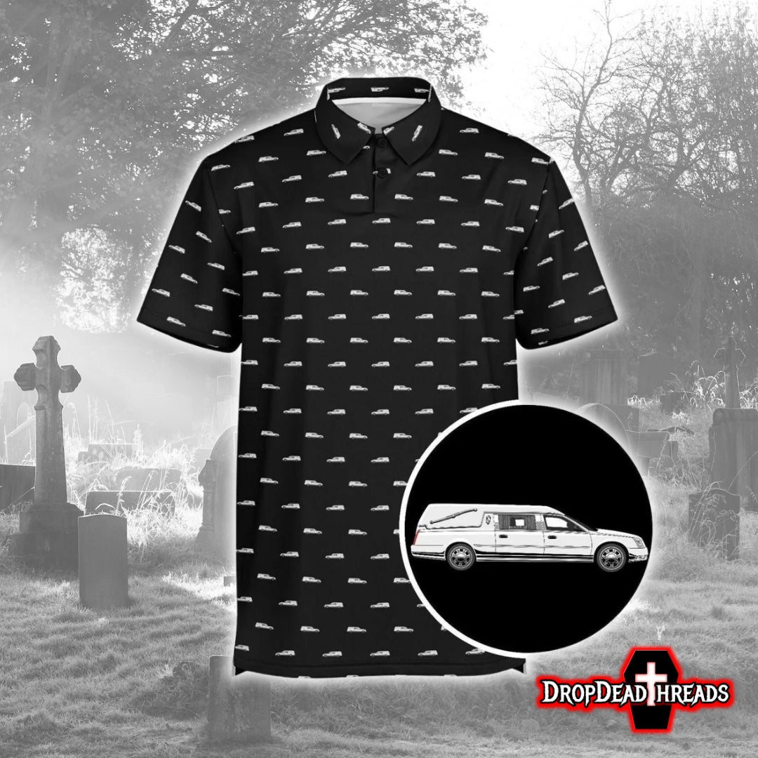 White Hearse on Black - Golf Polo Shirt