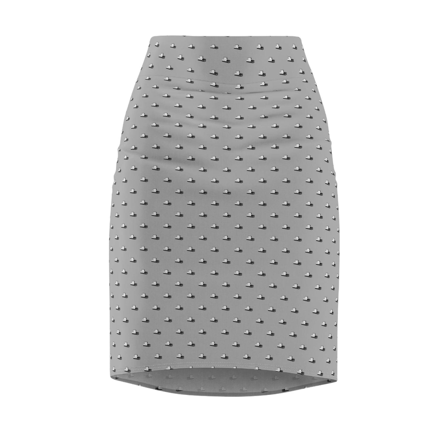 Pencil Skirt - Black Casket on Light Grey - All Over Print, AOP, AOP Clothing, Assembled in the USA, Assembled in USA, Casket, Coffin, death, Funeral, goth, Made in the USA, Made in USA, Skirts & Dresses, Sublimation, Women's Clothing All Over Prints