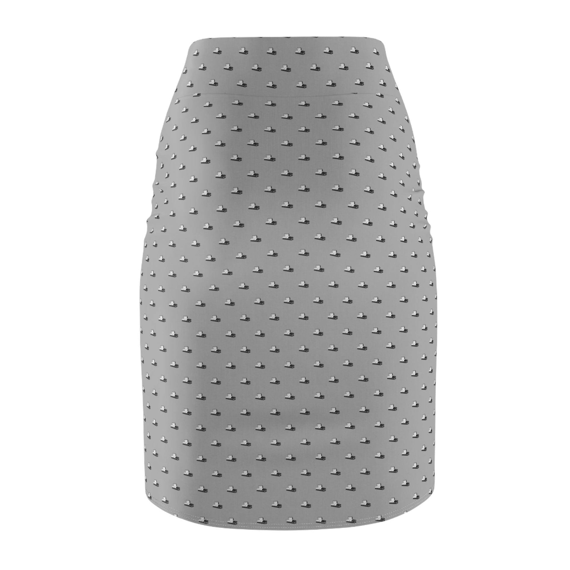 Pencil Skirt - Black Casket on Light Grey - All Over Print, AOP, AOP Clothing, Assembled in the USA, Assembled in USA, Casket, Coffin, death, Funeral, goth, Made in the USA, Made in USA, Skirts & Dresses, Sublimation, Women's Clothing All Over Prints