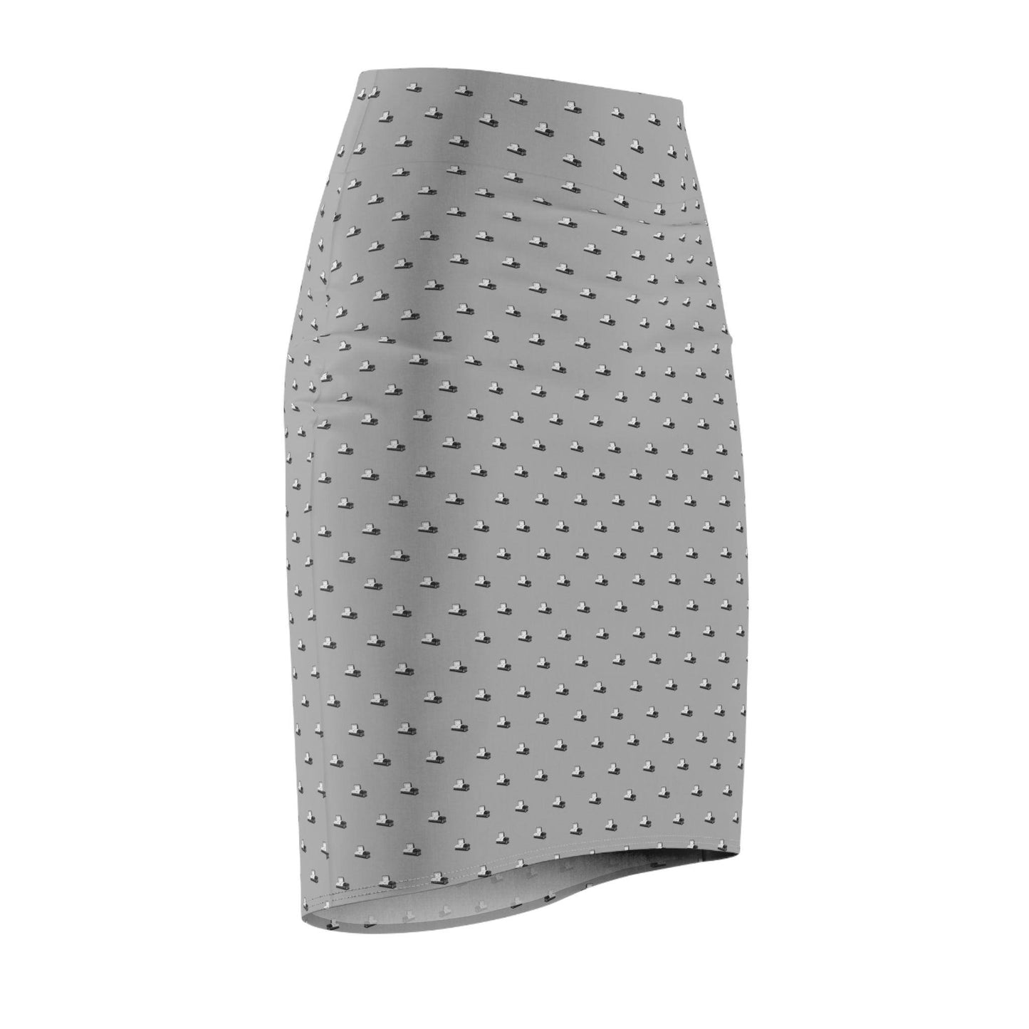 Pencil Skirt - Black Casket on Light Grey - All Over Print, AOP, AOP Clothing, Assembled in the USA, Assembled in USA, Casket, Coffin, death, Funeral, goth, Made in the USA, Made in USA, Skirts & Dresses, Sublimation, Women's Clothing All Over Prints