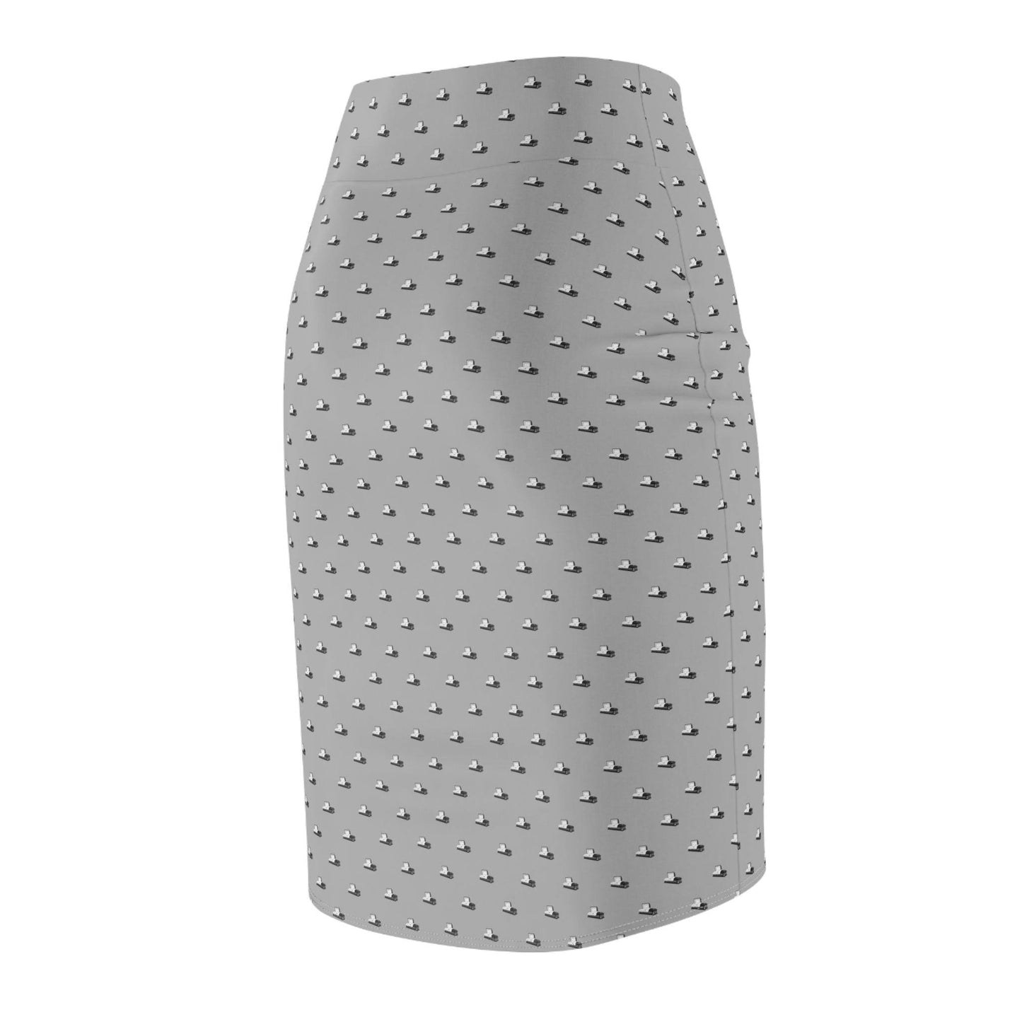 Pencil Skirt - Black Casket on Light Grey - All Over Print, AOP, AOP Clothing, Assembled in the USA, Assembled in USA, Casket, Coffin, death, Funeral, goth, Made in the USA, Made in USA, Skirts & Dresses, Sublimation, Women's Clothing All Over Prints