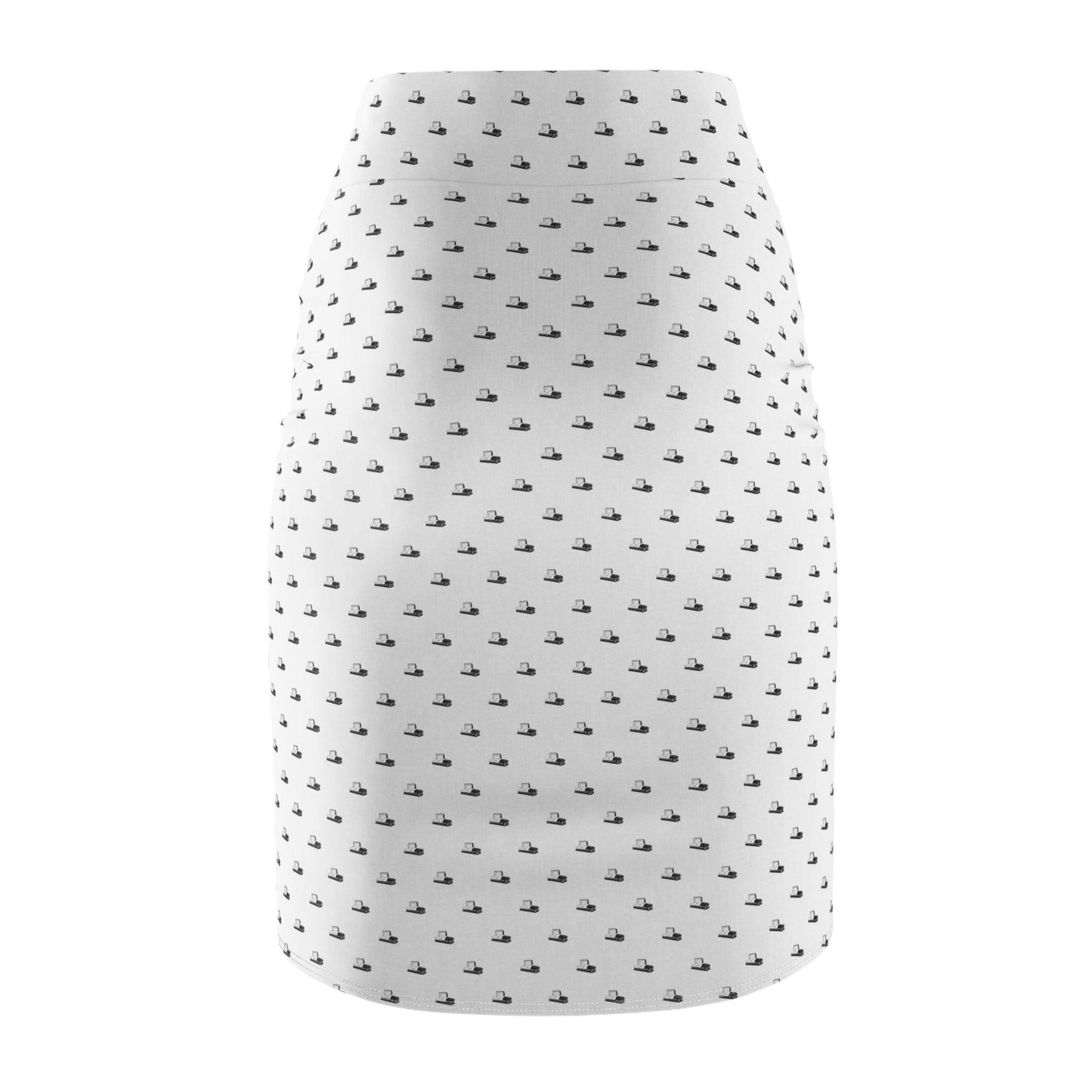 Pencil Skirt - Black Casket on White - All Over Print, AOP, AOP Clothing, Assembled in the USA, Assembled in USA, casket, coffin, death, funeral, goth, Made in the USA, Made in USA, Skirts & Dresses, Sublimation, Women's Clothing All Over Prints