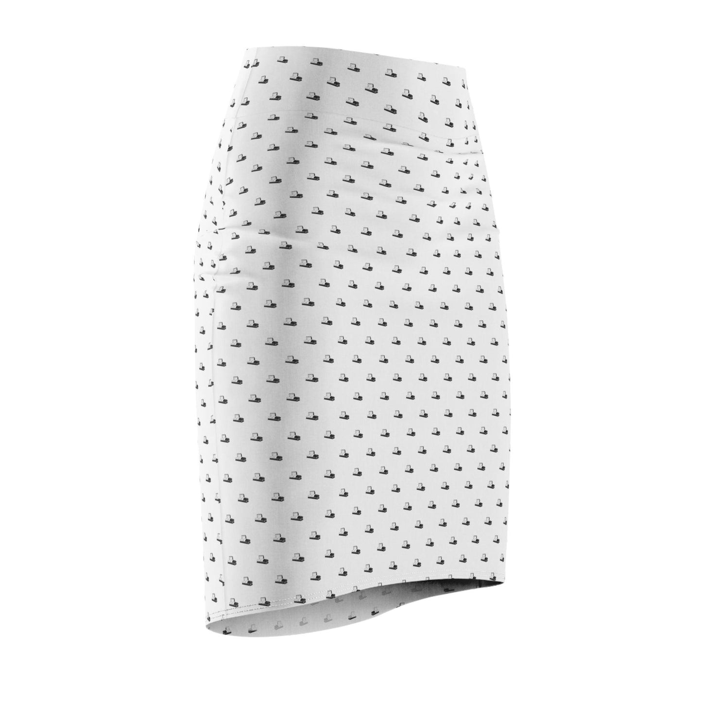 Pencil Skirt - Black Casket on White - All Over Print, AOP, AOP Clothing, Assembled in the USA, Assembled in USA, casket, coffin, death, funeral, goth, Made in the USA, Made in USA, Skirts & Dresses, Sublimation, Women's Clothing All Over Prints