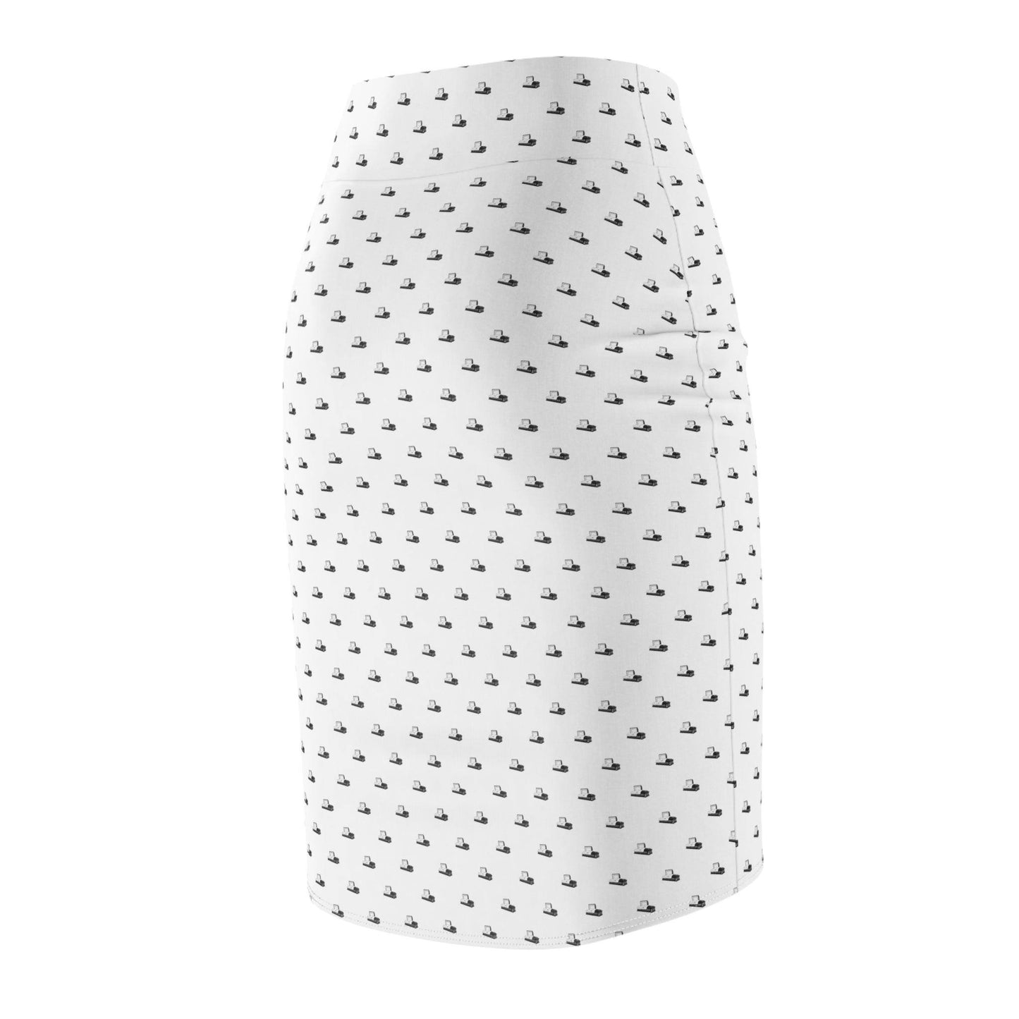 Pencil Skirt - Black Casket on White - All Over Print, AOP, AOP Clothing, Assembled in the USA, Assembled in USA, casket, coffin, death, funeral, goth, Made in the USA, Made in USA, Skirts & Dresses, Sublimation, Women's Clothing All Over Prints