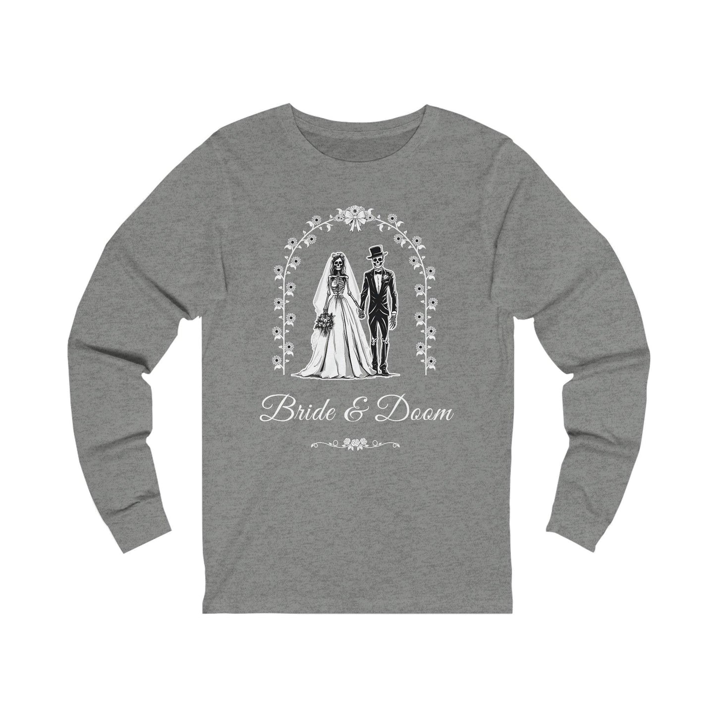 Bride & Doom - Long Sleeve Tee - daisies, embalmer, funeral director, goth, mortician, skeleton, skulls, wedding Long-sleeve