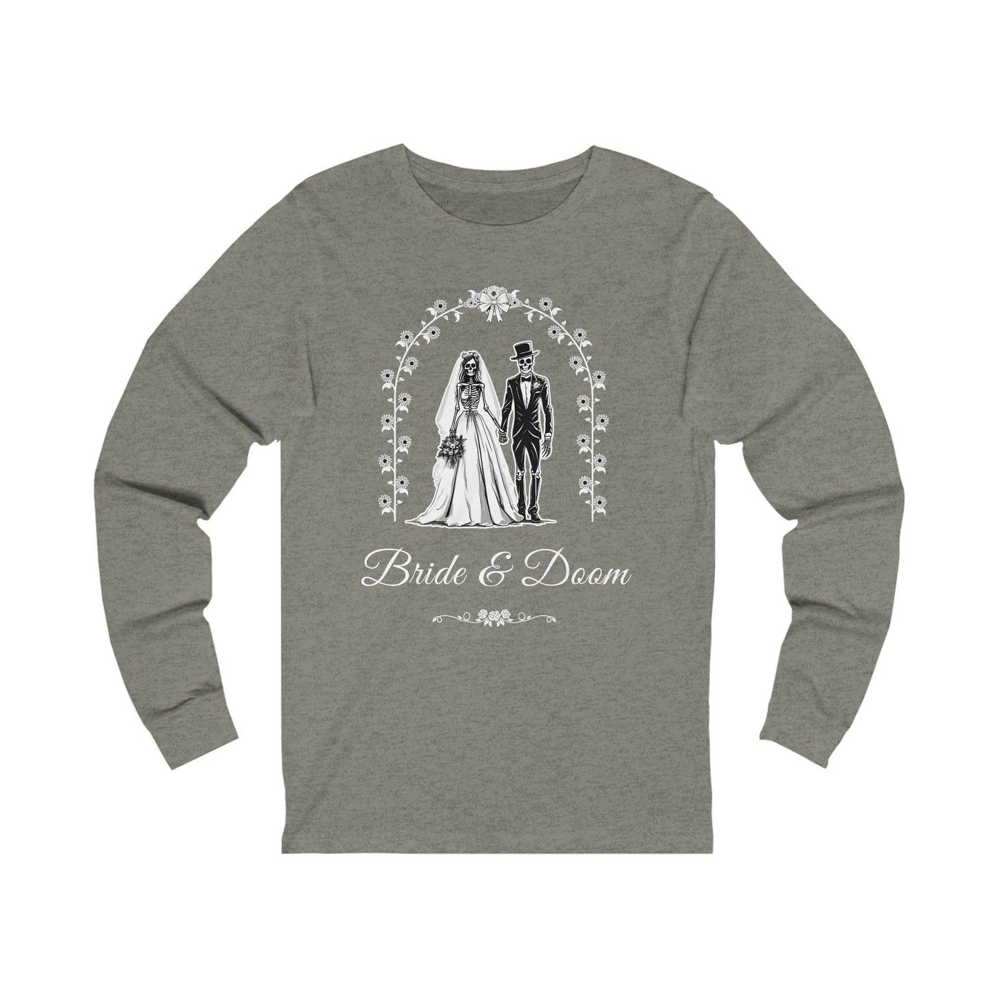 Bride & Doom - Long Sleeve Tee - daisies, embalmer, funeral director, goth, mortician, skeleton, skulls, wedding Long-sleeve