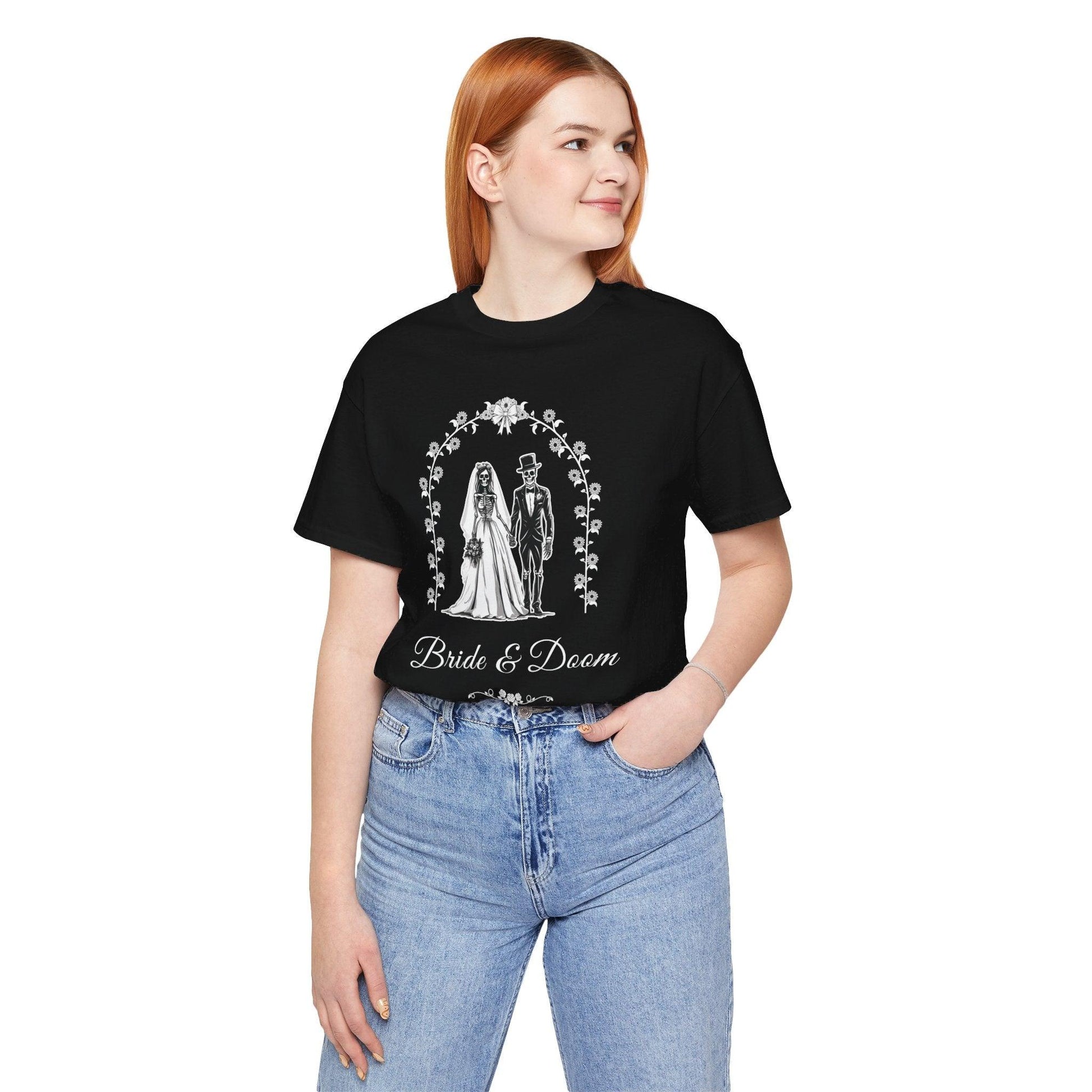 Bride & Doom - Tee - embalmer, funeral director, goth, mortician, skeleton, skull T-Shirt