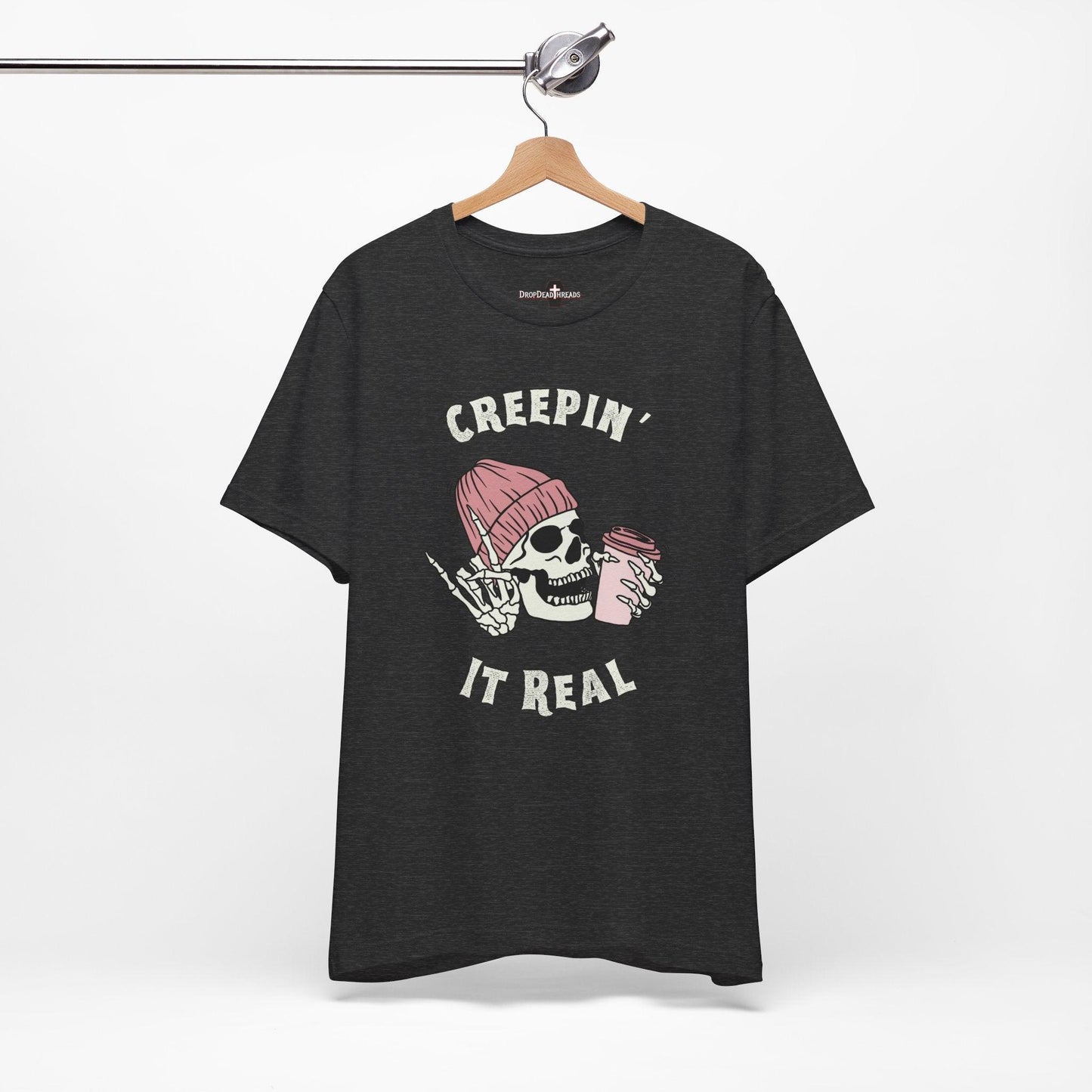 Creepin' it Real - Tee - coffee, embalmer, funeral director, goth, mortician, skeleton, skull T-Shirt