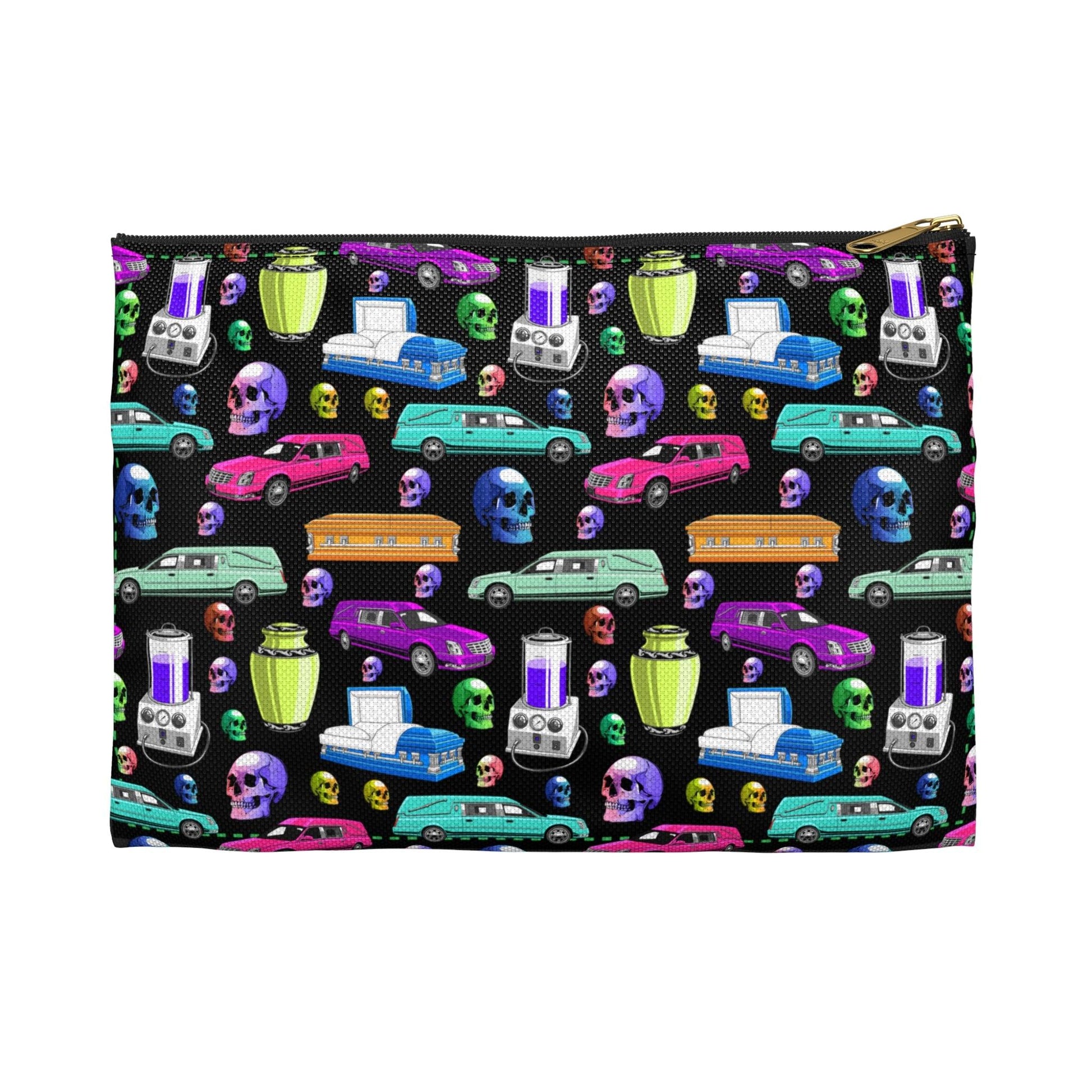 Death of the Party - Accessory Pouch - Accessories,All Over Print,AOP,Assembled in the USA,Assembled in USA,embalmer,funeral director,Made in the USA,Made in USA,mortician,Pouches,Seasonal Picks,Sublimation,Travel Accessories Bags