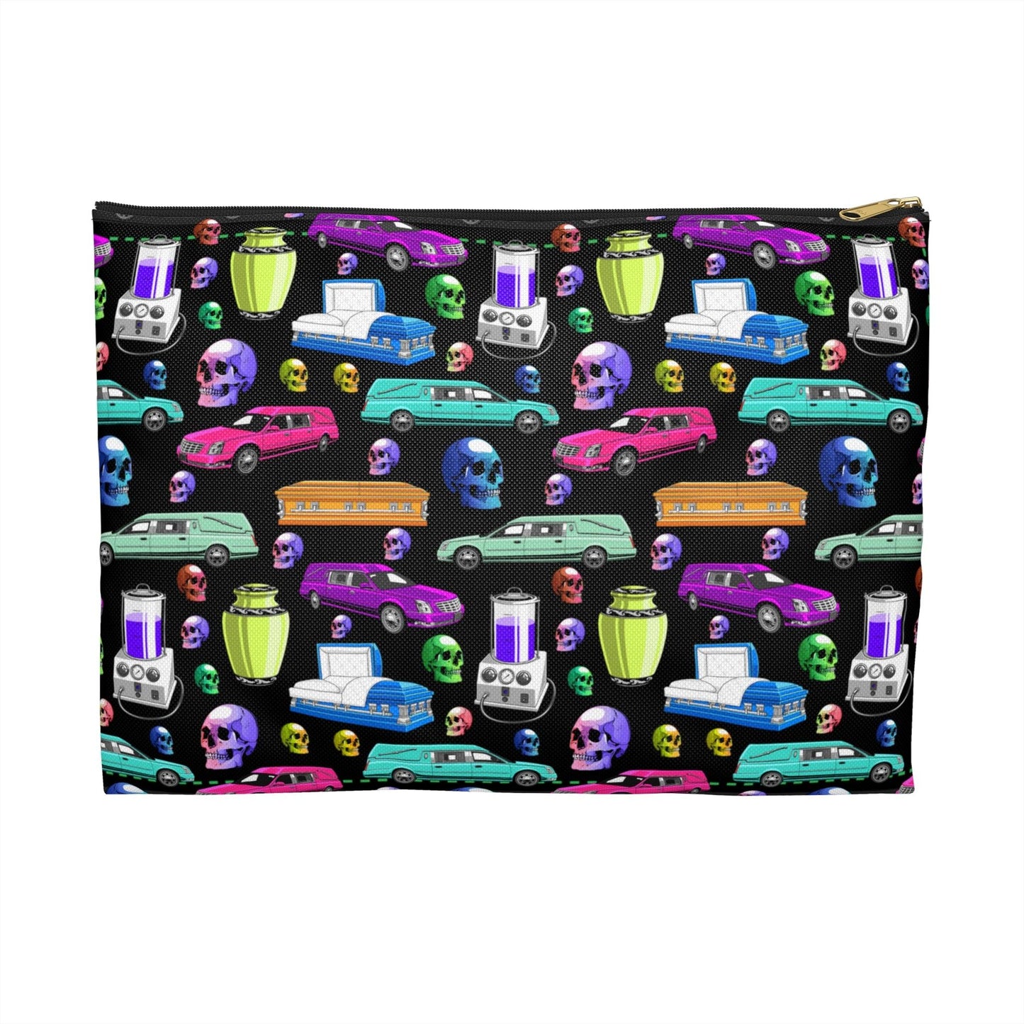 Death of the Party - Accessory Pouch - Accessories,All Over Print,AOP,Assembled in the USA,Assembled in USA,embalmer,funeral director,Made in the USA,Made in USA,mortician,Pouches,Seasonal Picks,Sublimation,Travel Accessories Bags