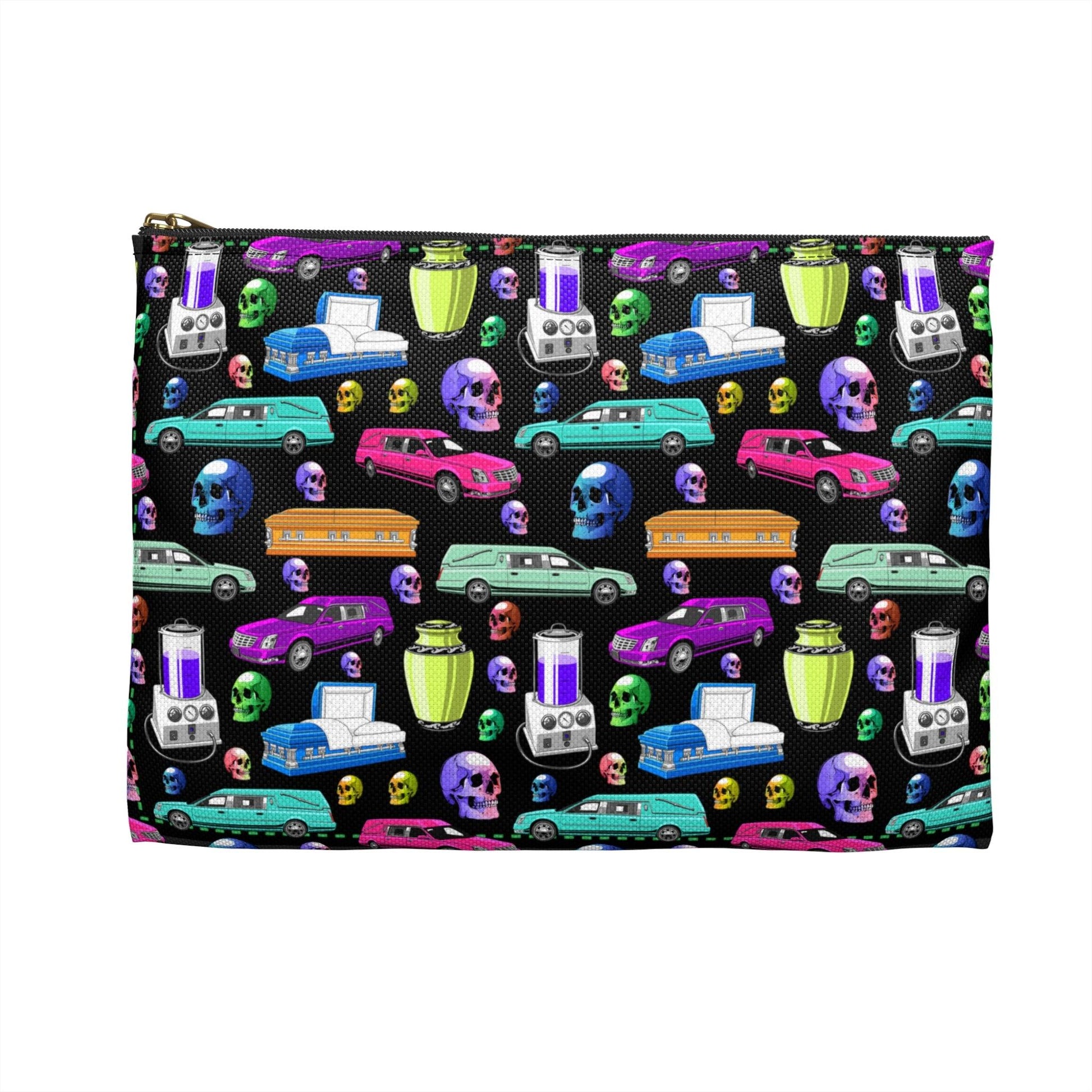 Death of the Party - Accessory Pouch - Accessories,All Over Print,AOP,Assembled in the USA,Assembled in USA,embalmer,funeral director,Made in the USA,Made in USA,mortician,Pouches,Seasonal Picks,Sublimation,Travel Accessories Bags