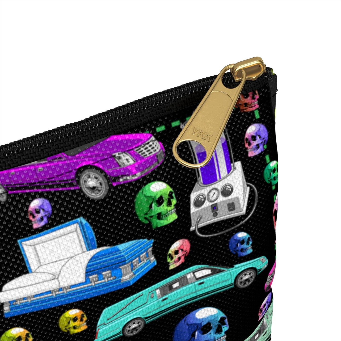 Death of the Party - Accessory Pouch - Accessories,All Over Print,AOP,Assembled in the USA,Assembled in USA,embalmer,funeral director,Made in the USA,Made in USA,mortician,Pouches,Seasonal Picks,Sublimation,Travel Accessories Bags