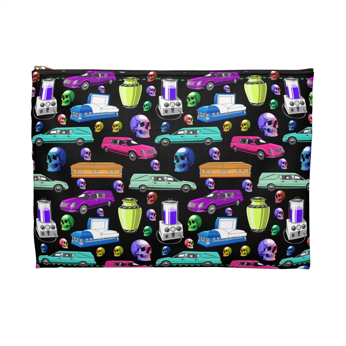 Death of the Party - Accessory Pouch - Accessories,All Over Print,AOP,Assembled in the USA,Assembled in USA,embalmer,funeral director,Made in the USA,Made in USA,mortician,Pouches,Seasonal Picks,Sublimation,Travel Accessories Bags