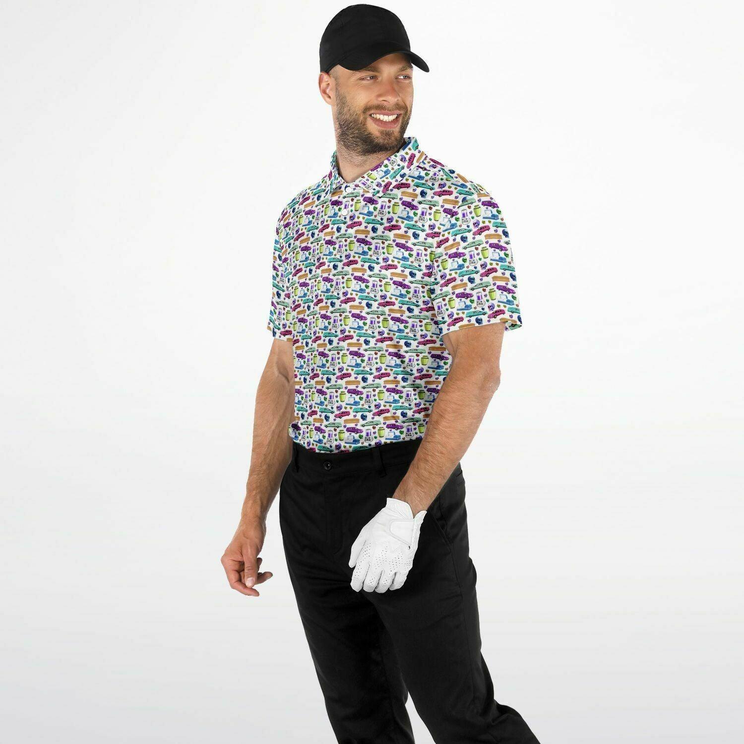 Death of the Party - Golf Polo Shirt - Casket, Coffin, cremation, death, Embalming, Funeral, golf, skulls, Urn Polo Shirt - AOP