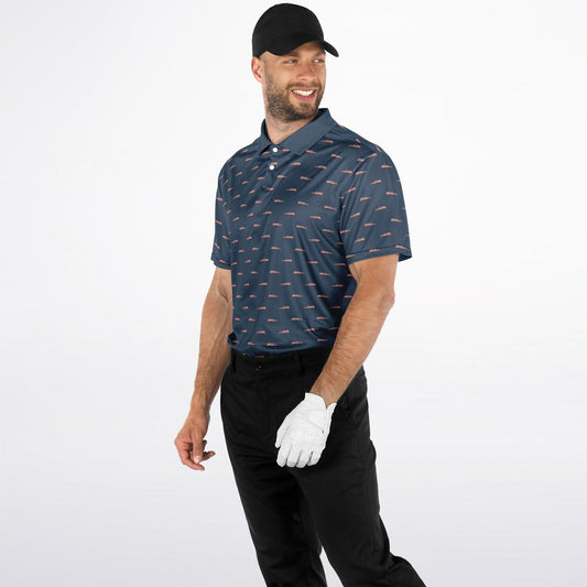 Pink Hearse on Stone Blue- Golf Polo Shirt